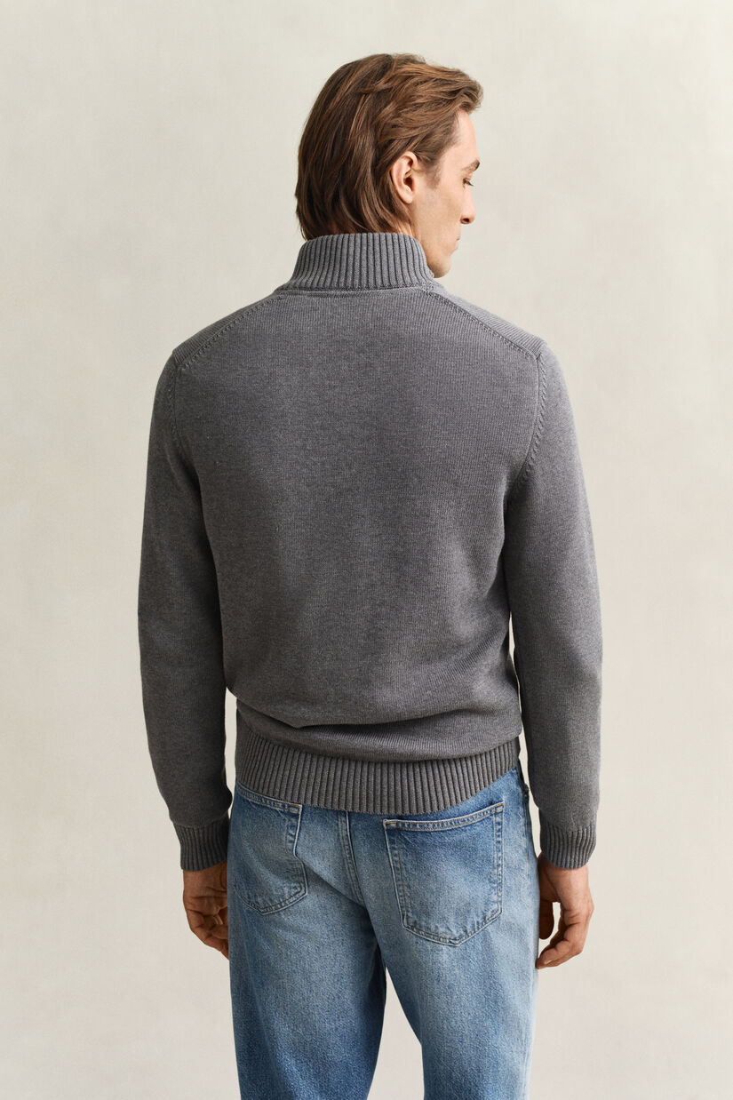 Pull en coton d&eacute;contract&eacute; &agrave; demi-zip