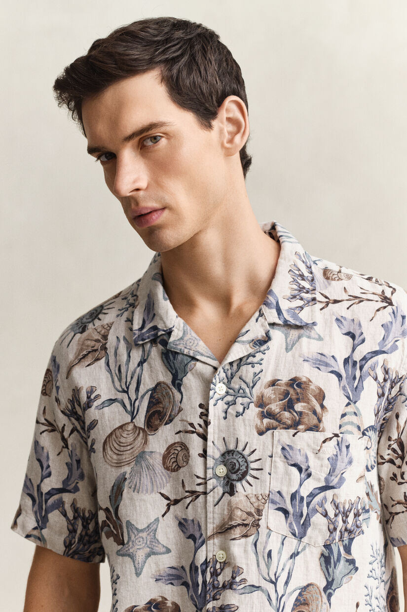 Chemise en lin imprim&eacute;e