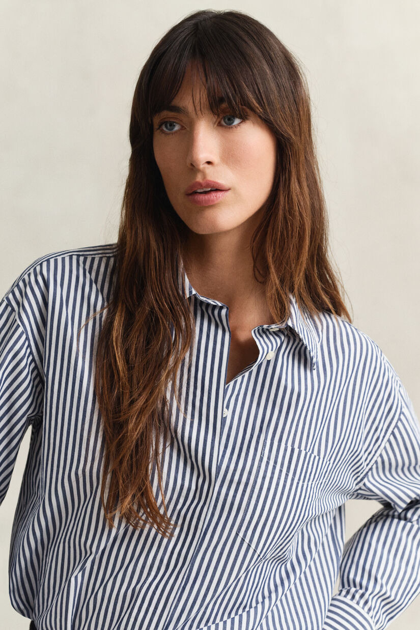 Chemise en popeline &agrave; rayures