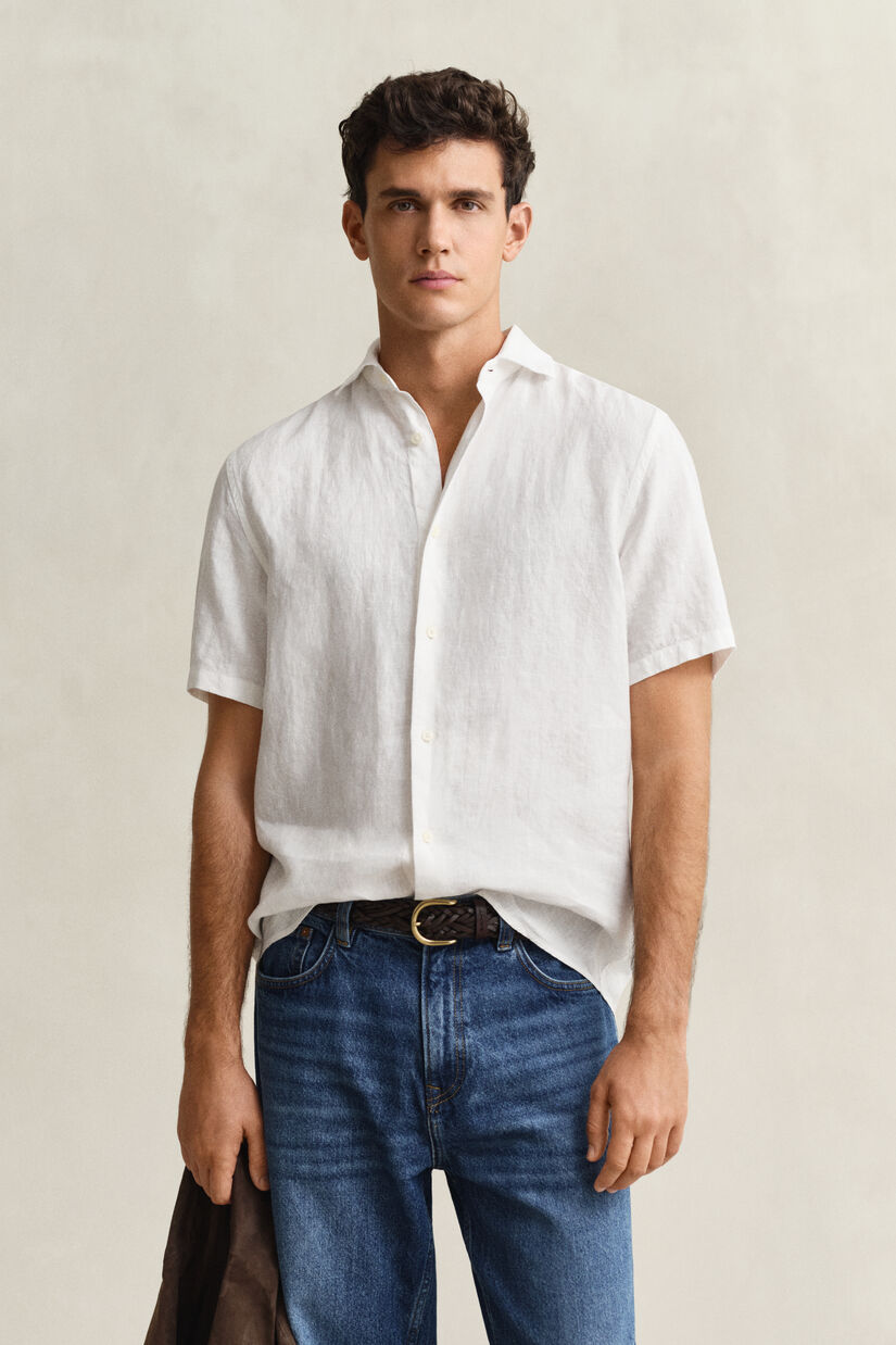 Chemise &agrave; manches courtes en lin