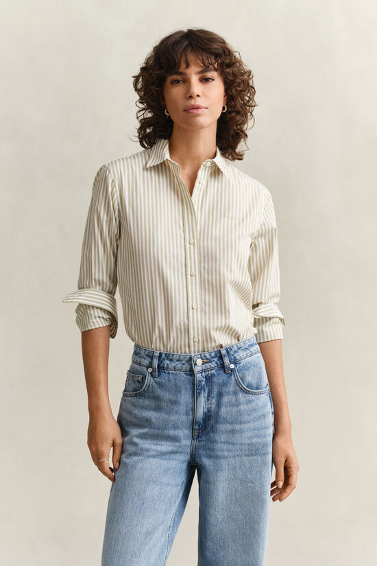 Chemise classique coupe regular en popeline &agrave; rayures