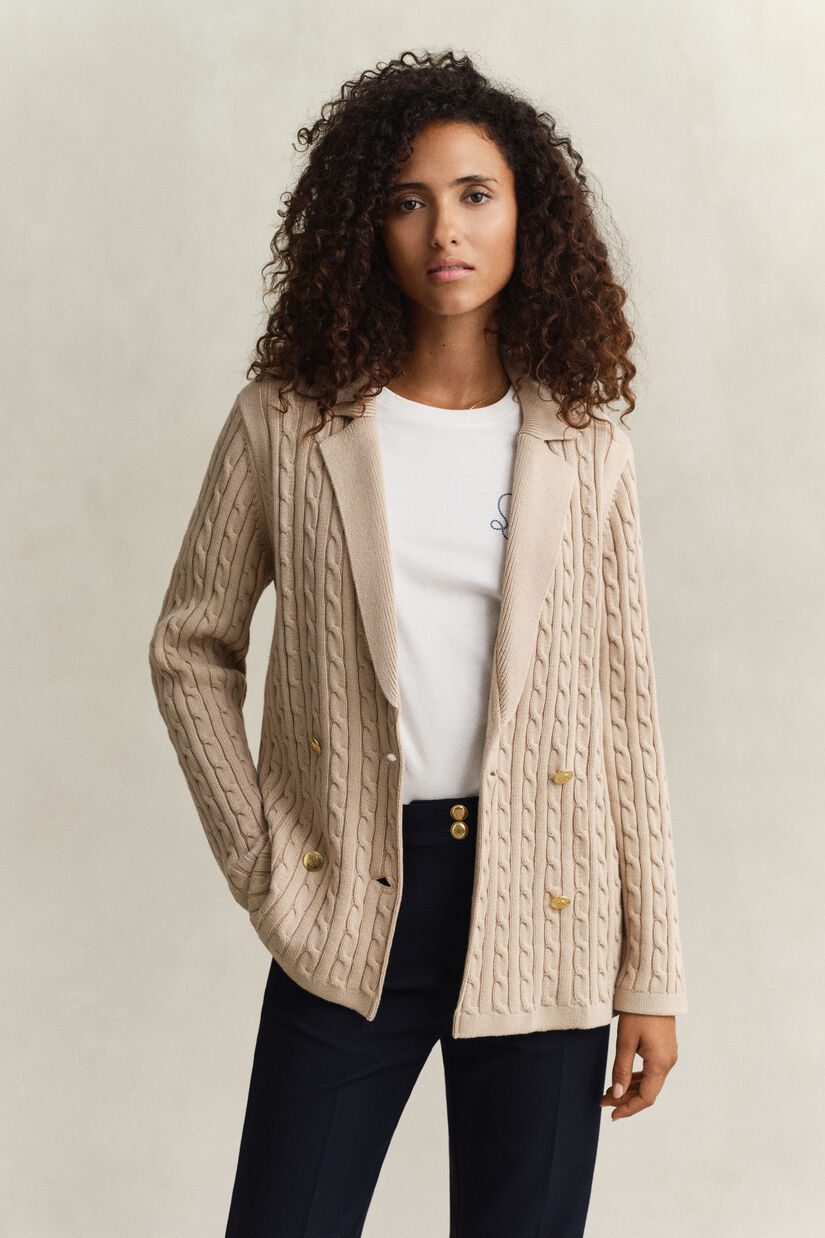 Veste blazer Club en maille torsad&eacute;e