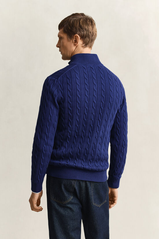 Pull &agrave; demi-zip en maille de coton torsad&eacute;e