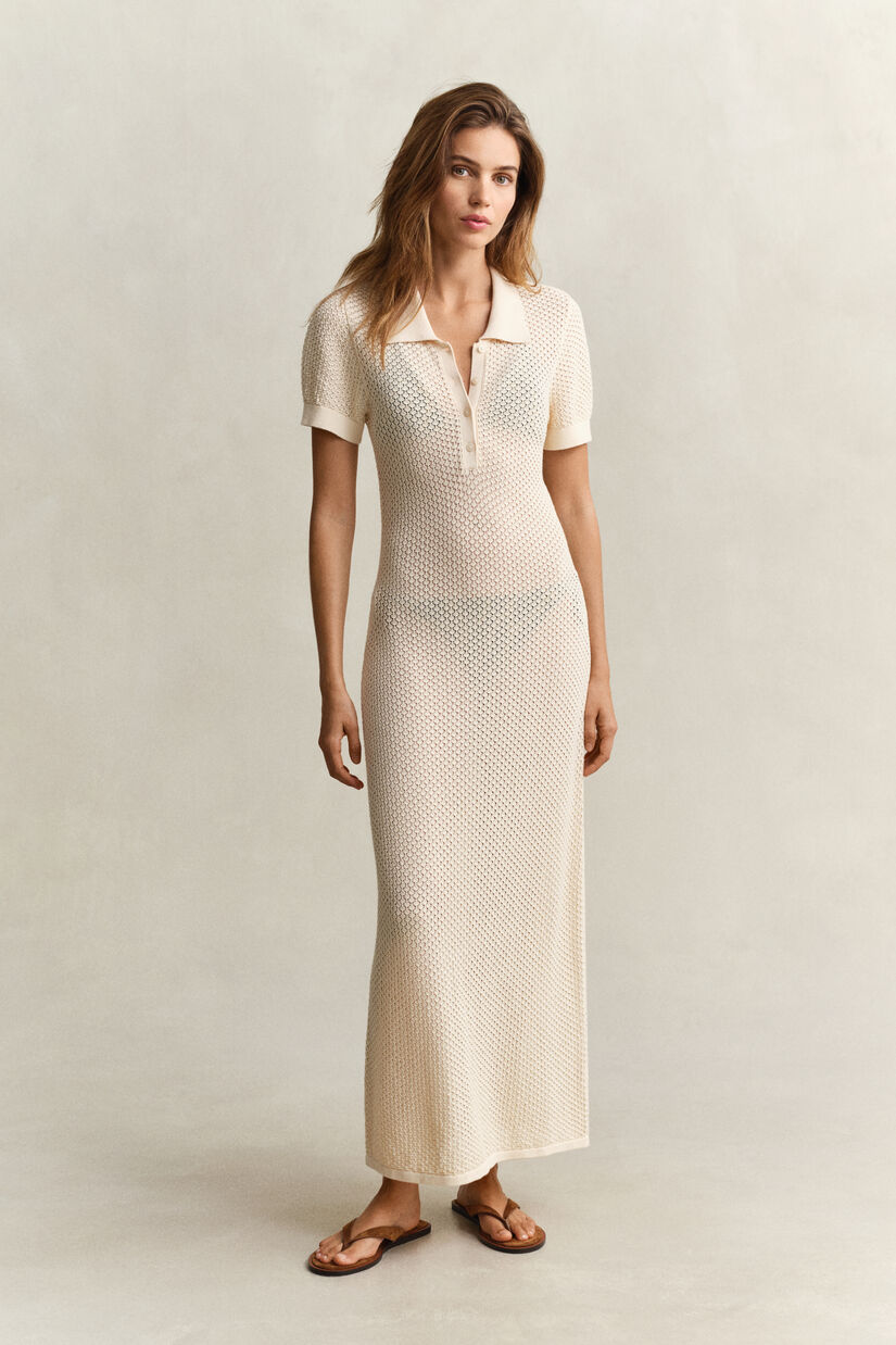 Robe rugger en maille ajour&eacute;e