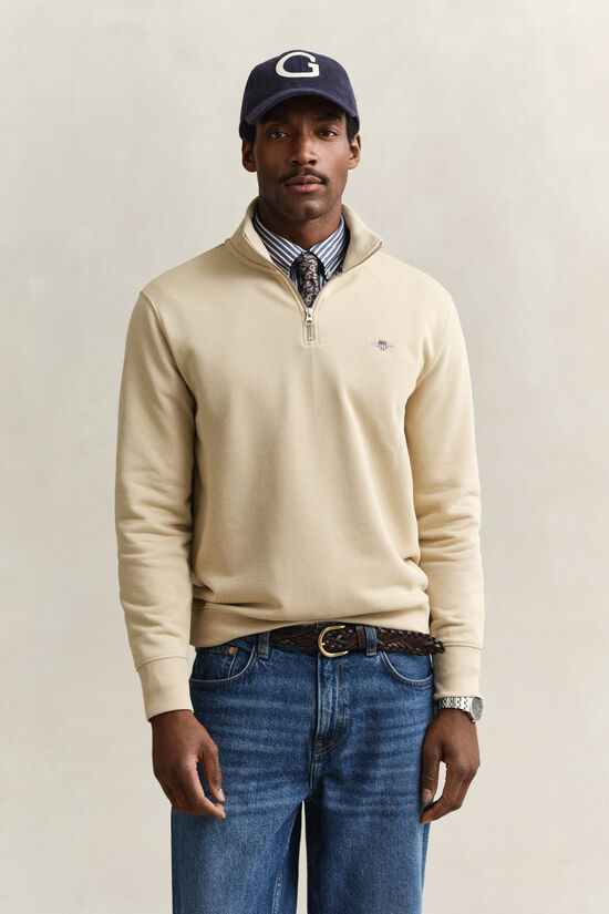 Sweat-shirt &agrave; demi-zip avec &eacute;cusson