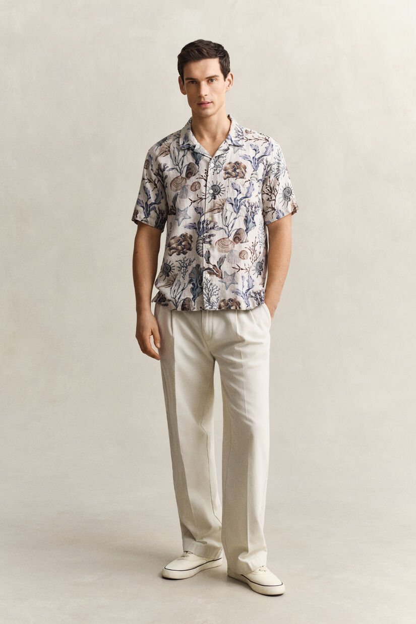 Chemise en lin imprim&eacute;e