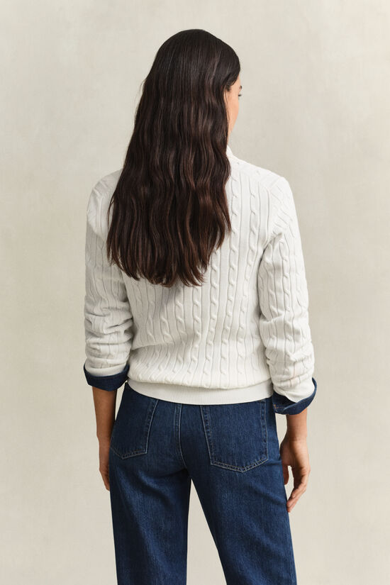Pull &agrave; demi-zip en maille de coton torsad&eacute;e stretch