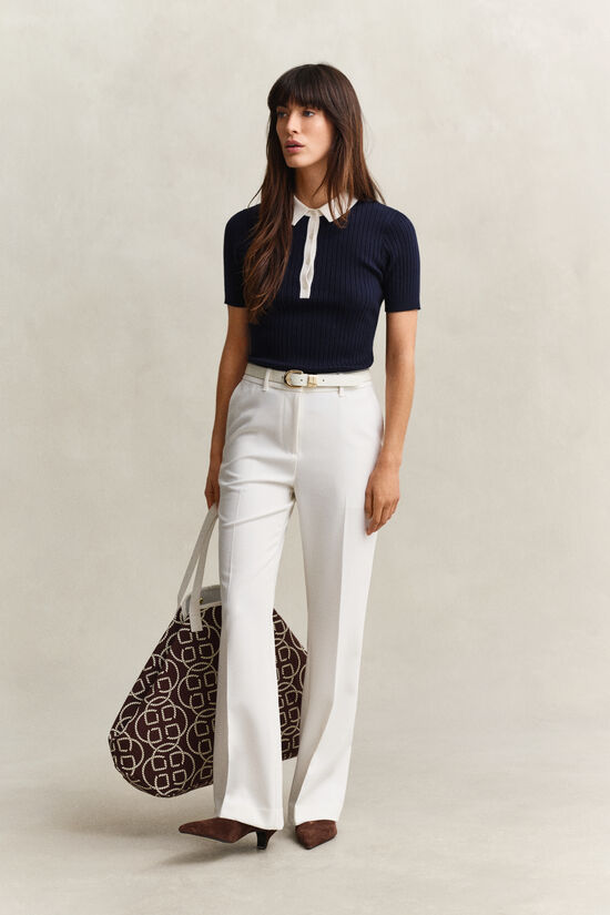 Pantalon coupe slim &eacute;vas&eacute;