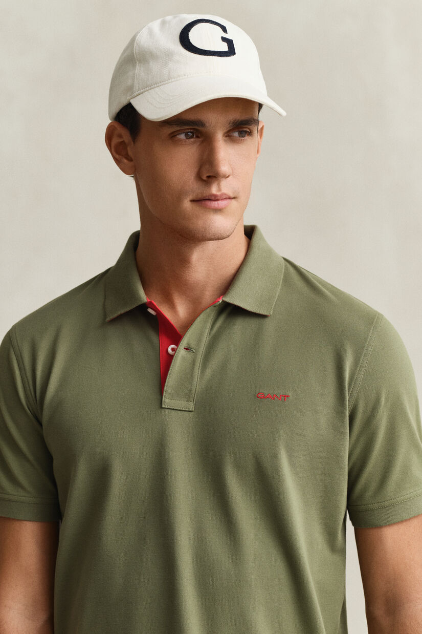 Polo en coton piqu&eacute; contrastant
