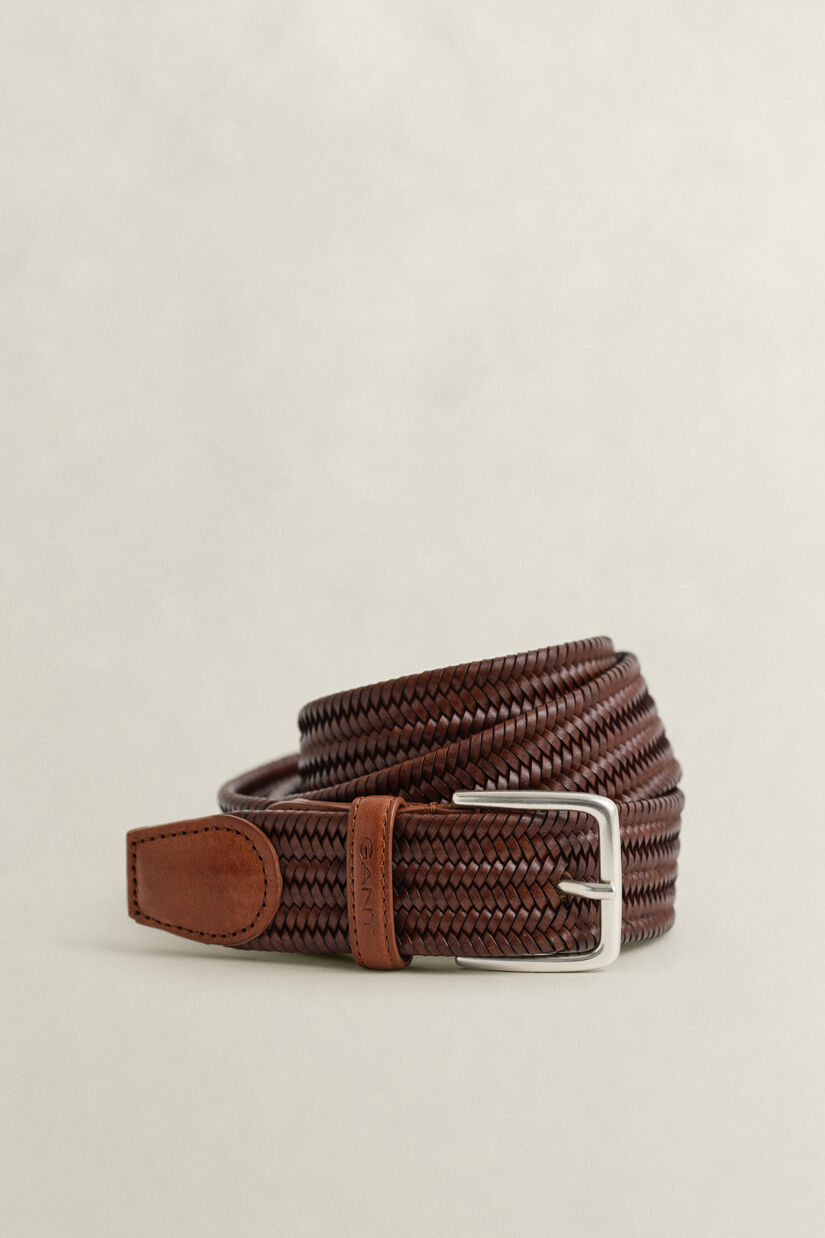 Ceinture &eacute;lastique en cuir tress&eacute;