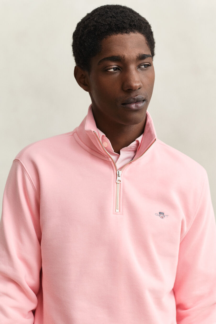 Sweat-shirt &agrave; demi-zip avec &eacute;cusson