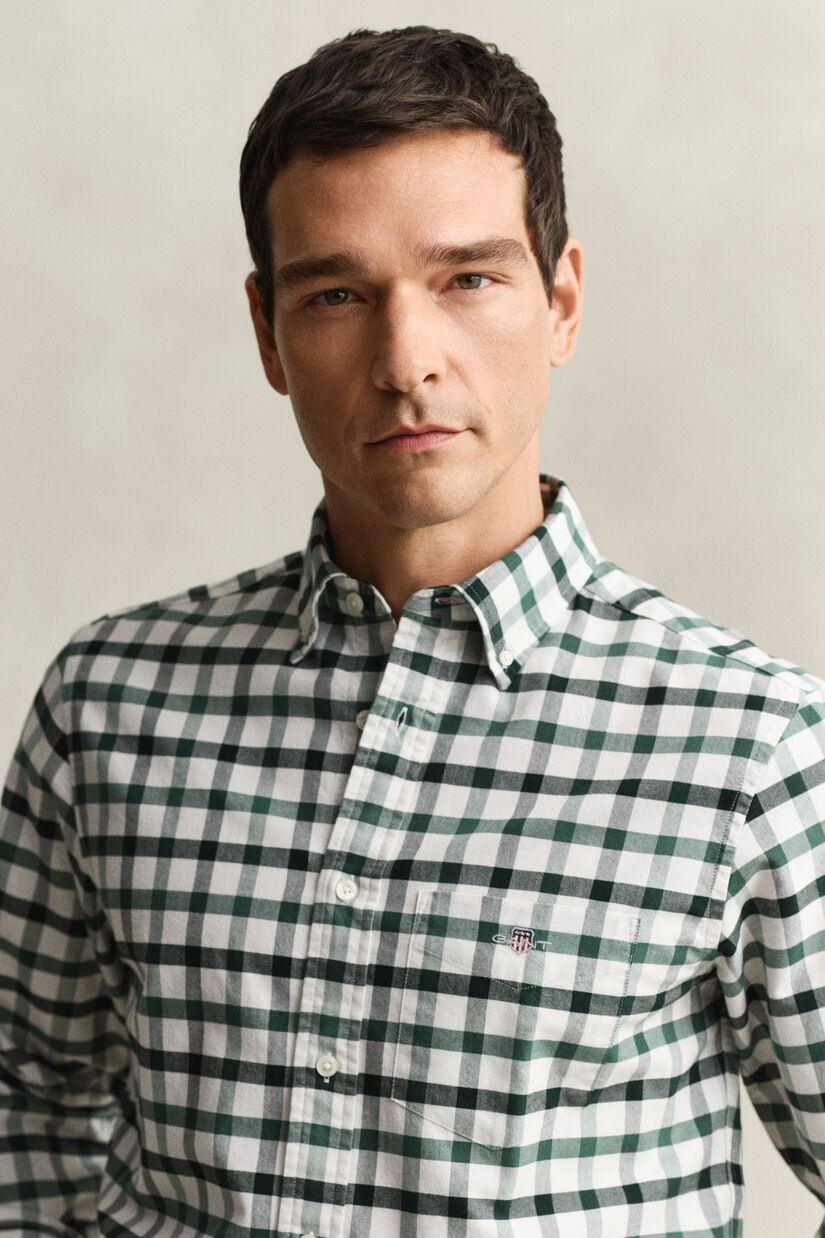 Chemise coupe regular en coton Oxford &agrave; carreaux