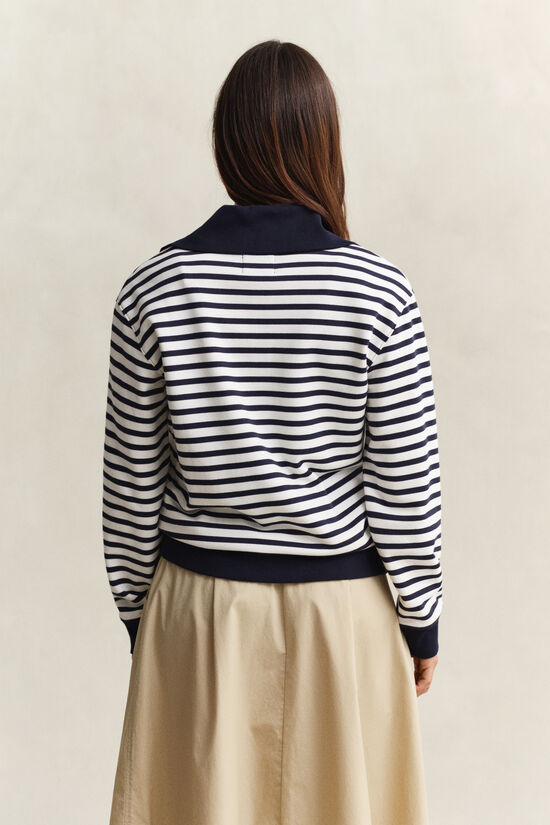Sweat-shirt &agrave; demi-zip &agrave; rayures