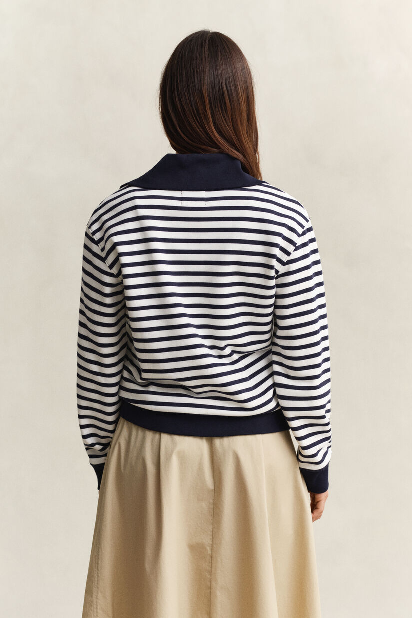 Sweat-shirt &agrave; demi-zip &agrave; rayures