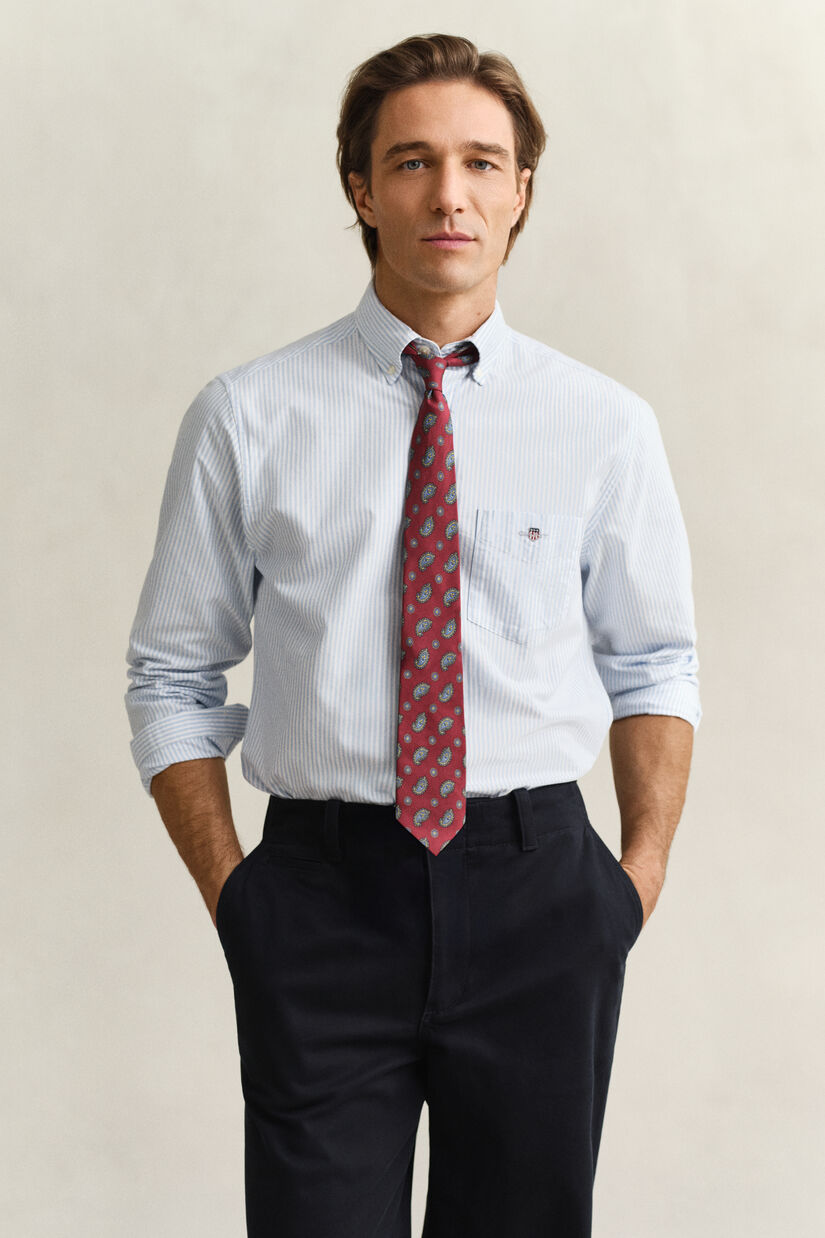 Chemise en coton Oxford classique &agrave; rayures Banker