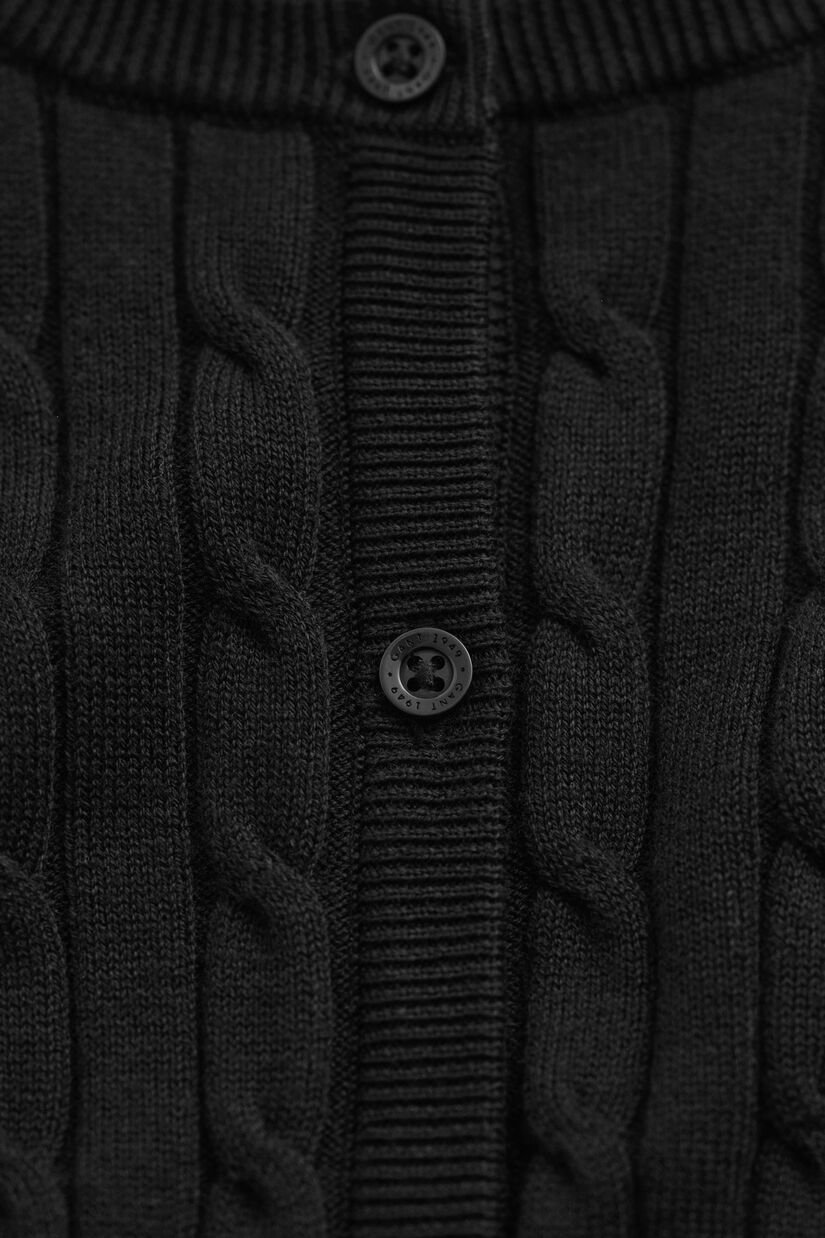 Cardigan en maille de coton stretch &agrave; torsades
