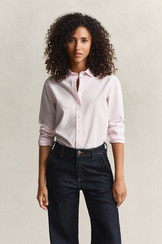 Chemise classique coupe regular en popeline &agrave; rayures