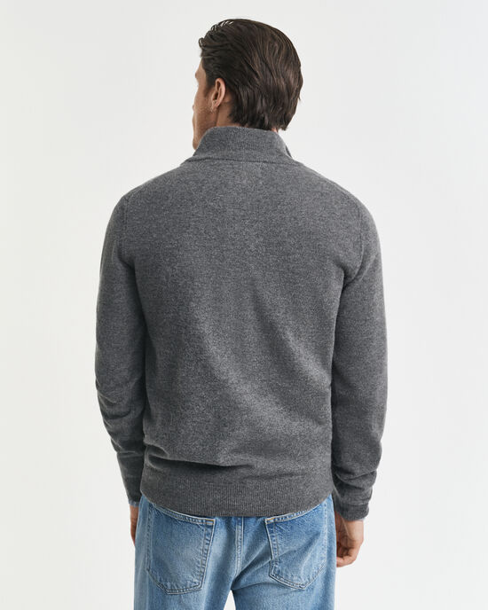 Pull &agrave; demi-zip en laine d'agneau ultra-fine