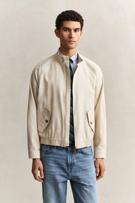 Veste Harrington en lin m&eacute;lang&eacute;