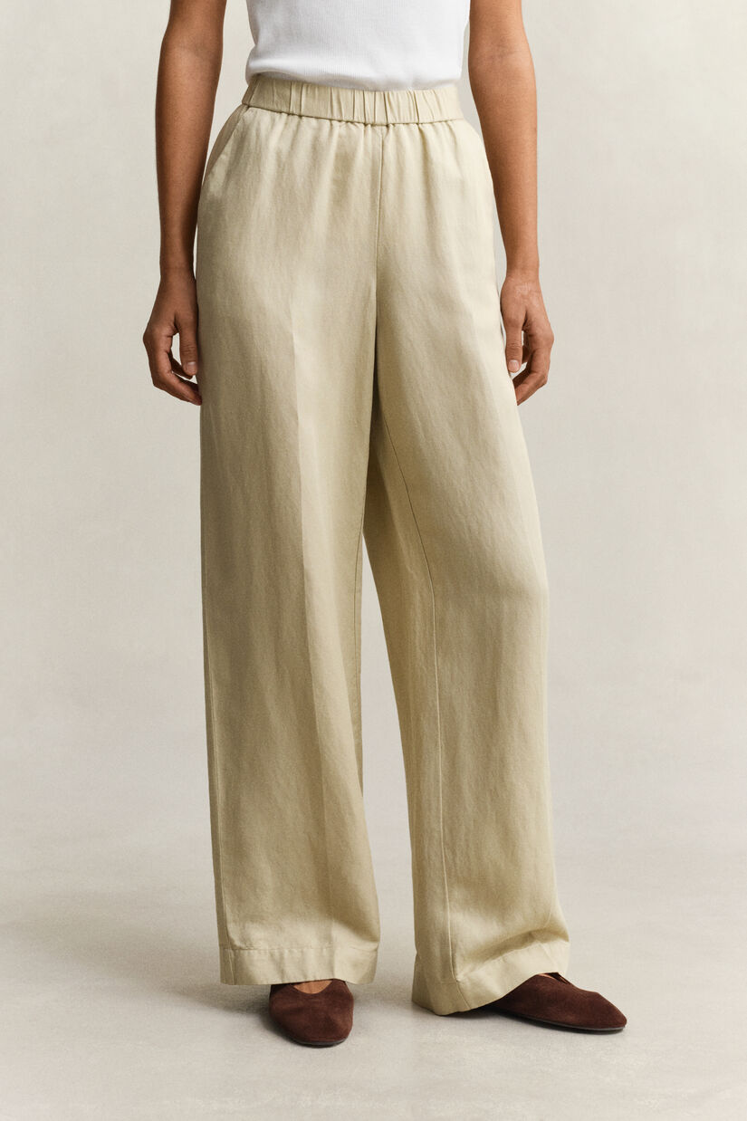 Pantalon en lin m&eacute;lang&eacute;