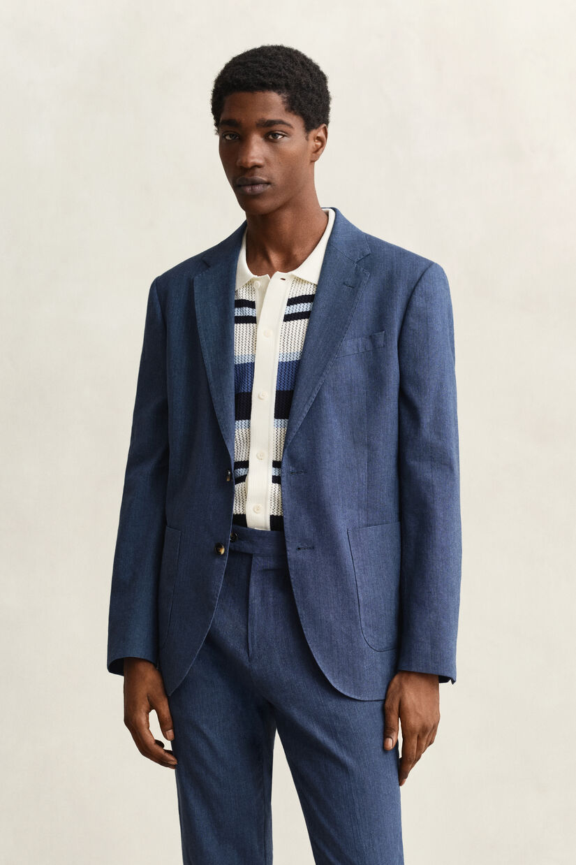 Veste de costume en lin m&eacute;lang&eacute;