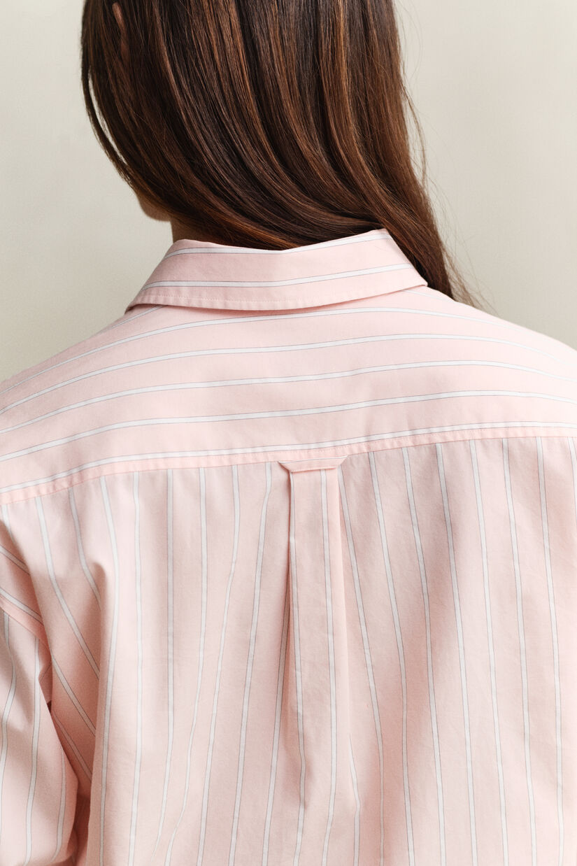 Chemise coupe d&eacute;contract&eacute;e classique en popeline &agrave; rayures