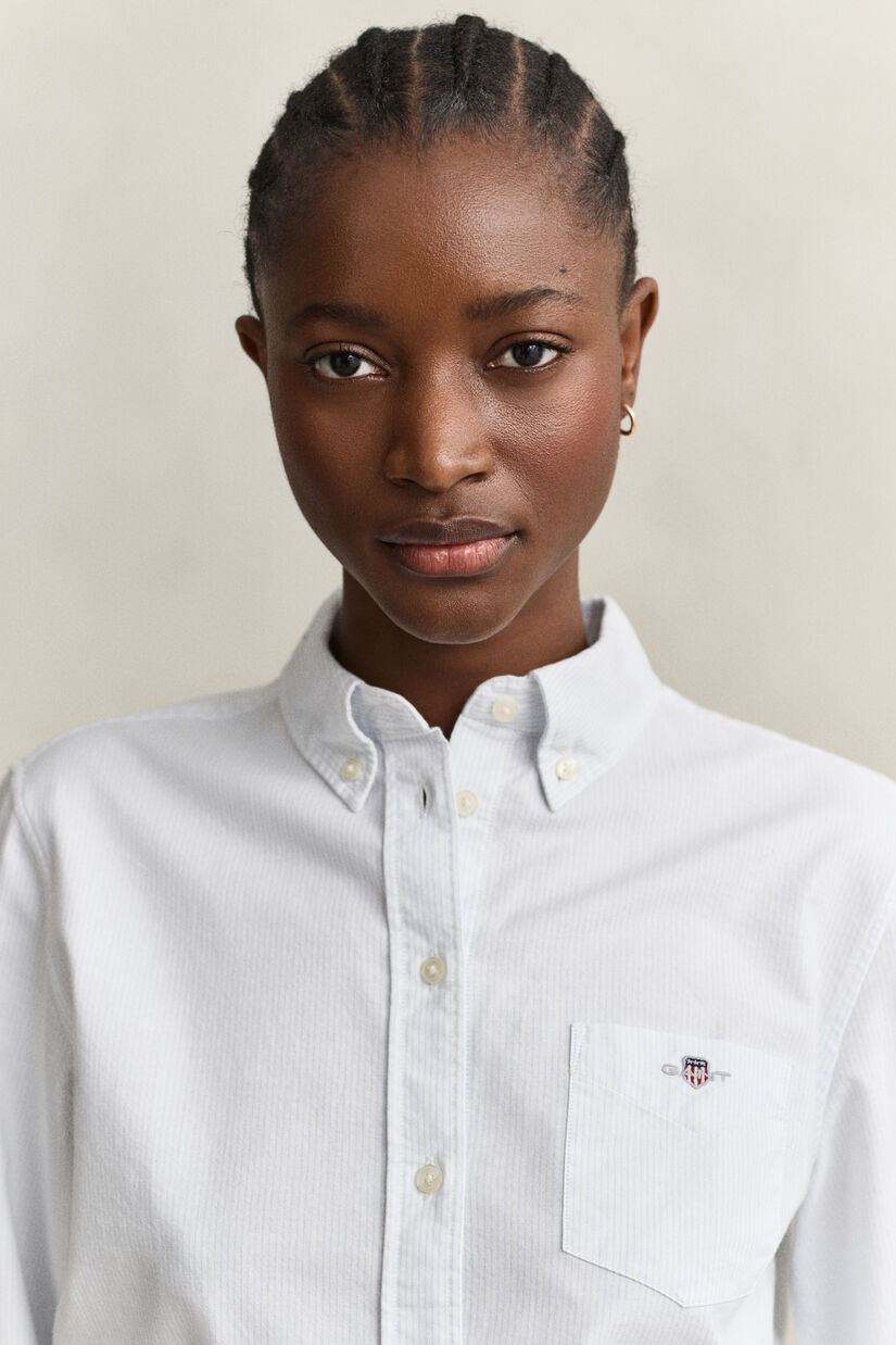 Chemise en coton Oxford classique &agrave; rayures