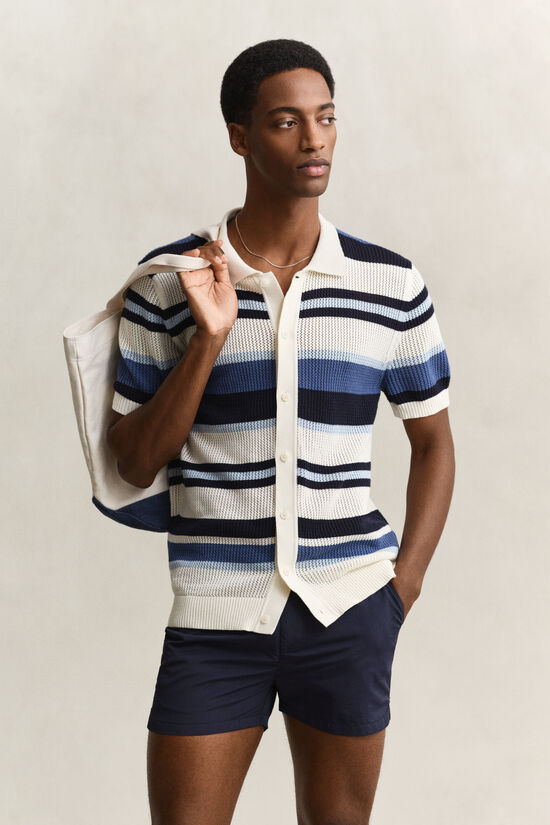 Pull fa&ccedil;on polo &agrave; rayures