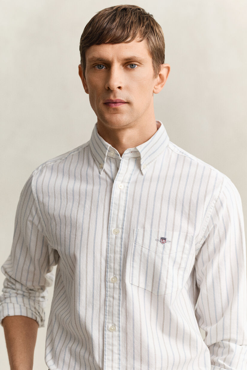 Chemise en coton Oxford classique &agrave; rayures