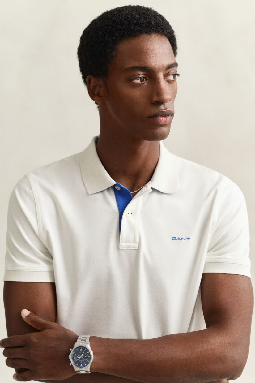 Polo en coton piqu&eacute; contrastant