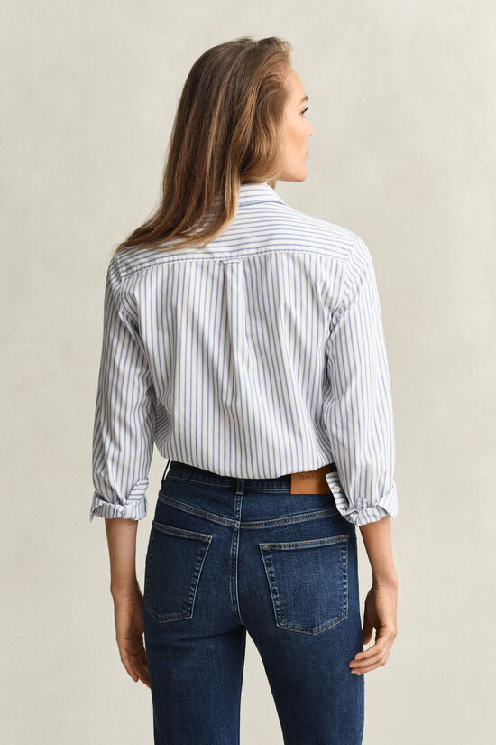 Chemise coupe regular en popeline &agrave; rayures