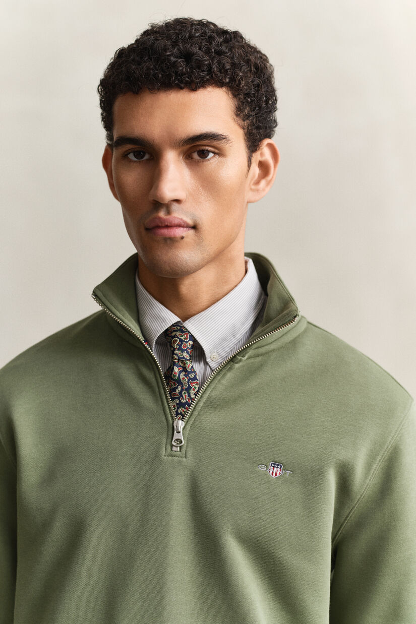 Sweat-shirt &agrave; demi-zip avec &eacute;cusson