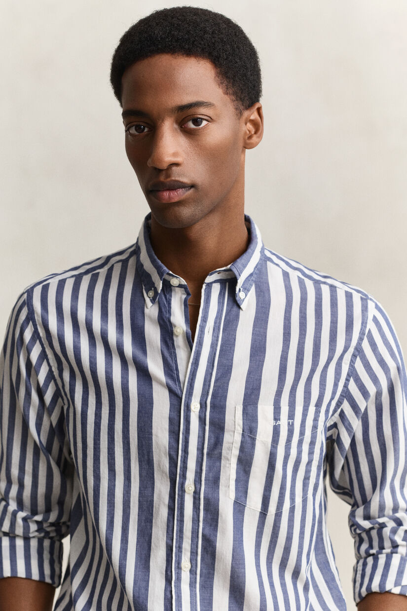 Chemise en voile de coton &agrave; rayures
