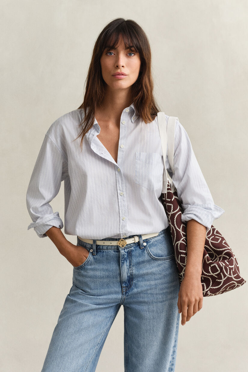 Chemise en coton Oxford &agrave; rayures Luxury