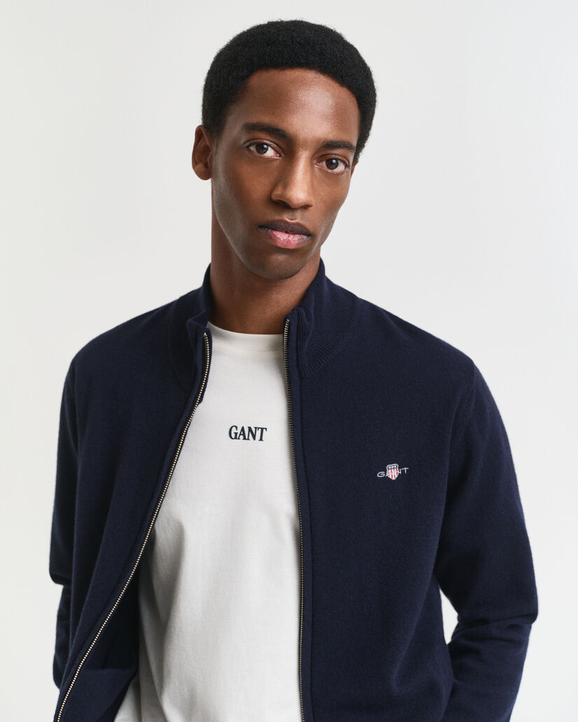 Cardigan zipp&eacute; en laine d'agneau ultra-fine