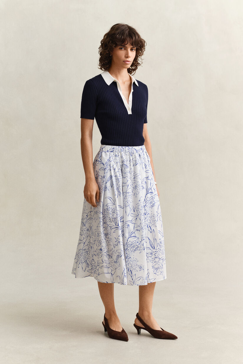 Jupe midi &agrave; fleurs