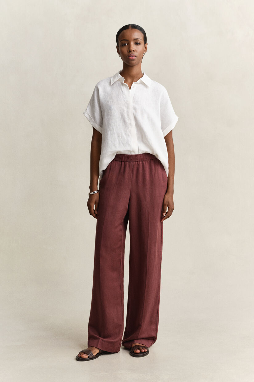 Pantalon en lin m&eacute;lang&eacute;