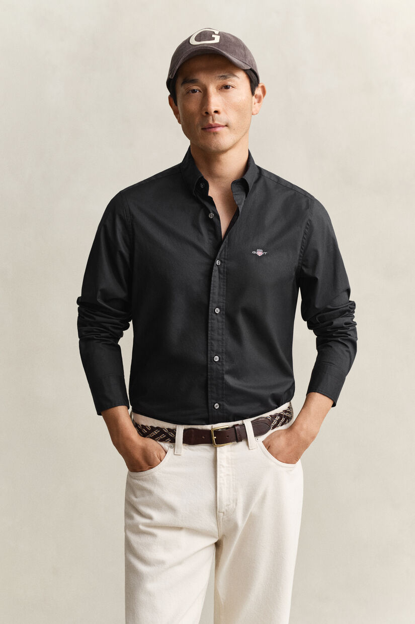 Chemise coupe slim en popeline classique