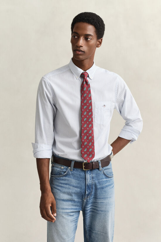 Chemise en popeline &agrave; rayures classique