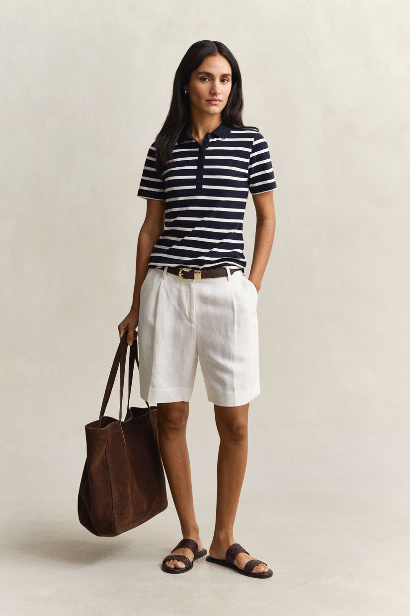Polo en coton piqu&eacute; &agrave; rayures