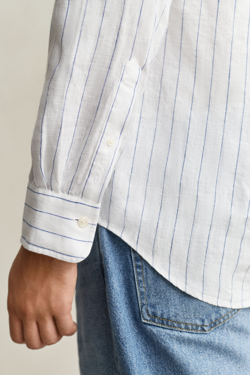Chemise en lin &agrave; rayures