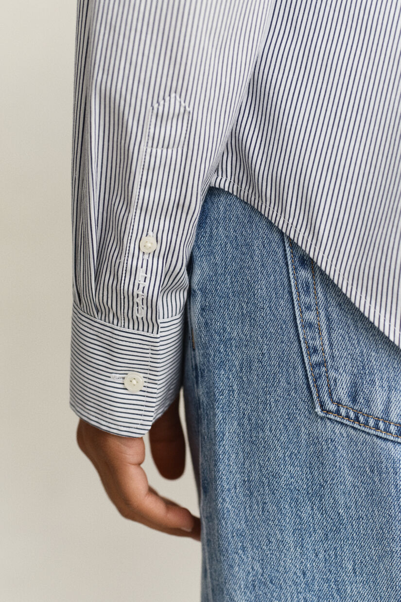 Chemise en coton &agrave; volants et &agrave; rayures