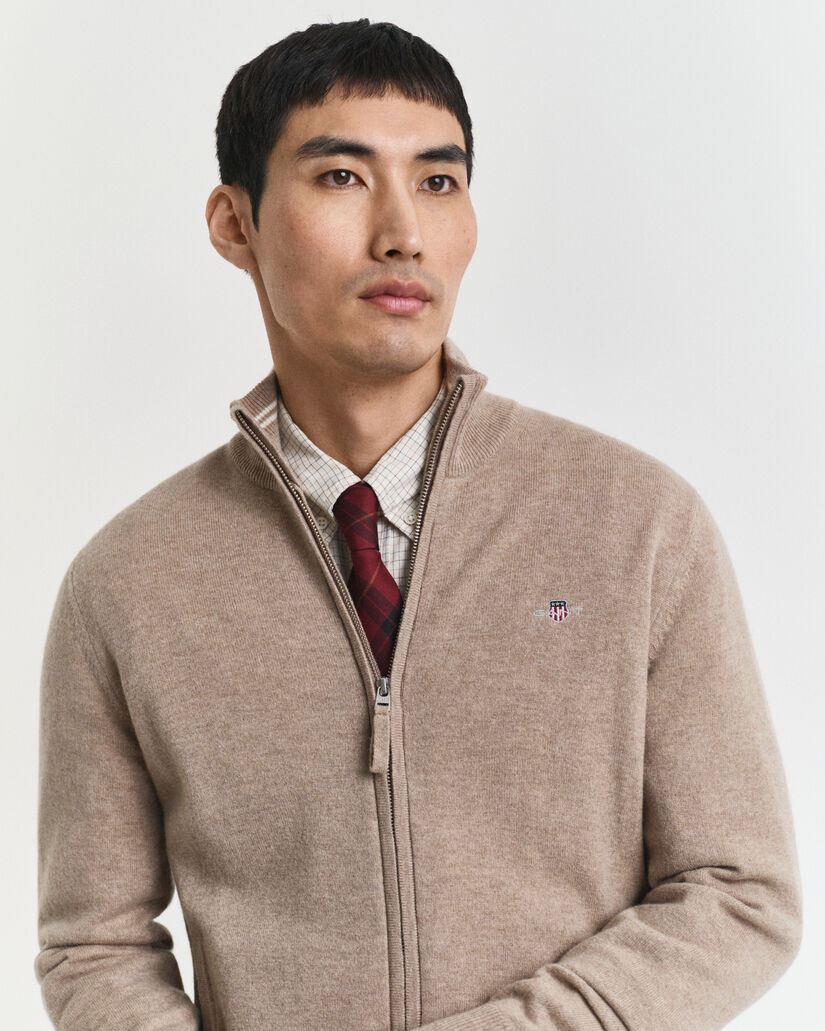 Cardigan zipp&eacute; en laine d'agneau ultra-fine