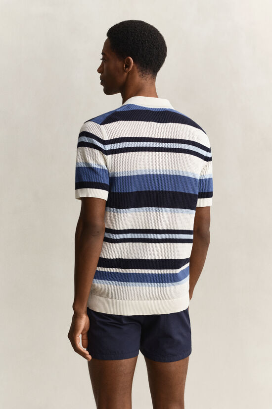 Pull fa&ccedil;on polo &agrave; rayures