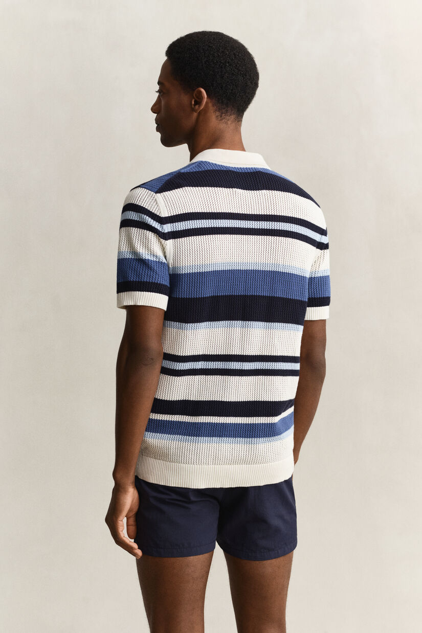 Pull fa&ccedil;on polo &agrave; rayures