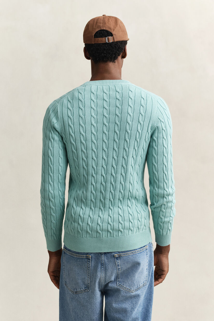 Pull col rond en maille de coton torsad&eacute;e
