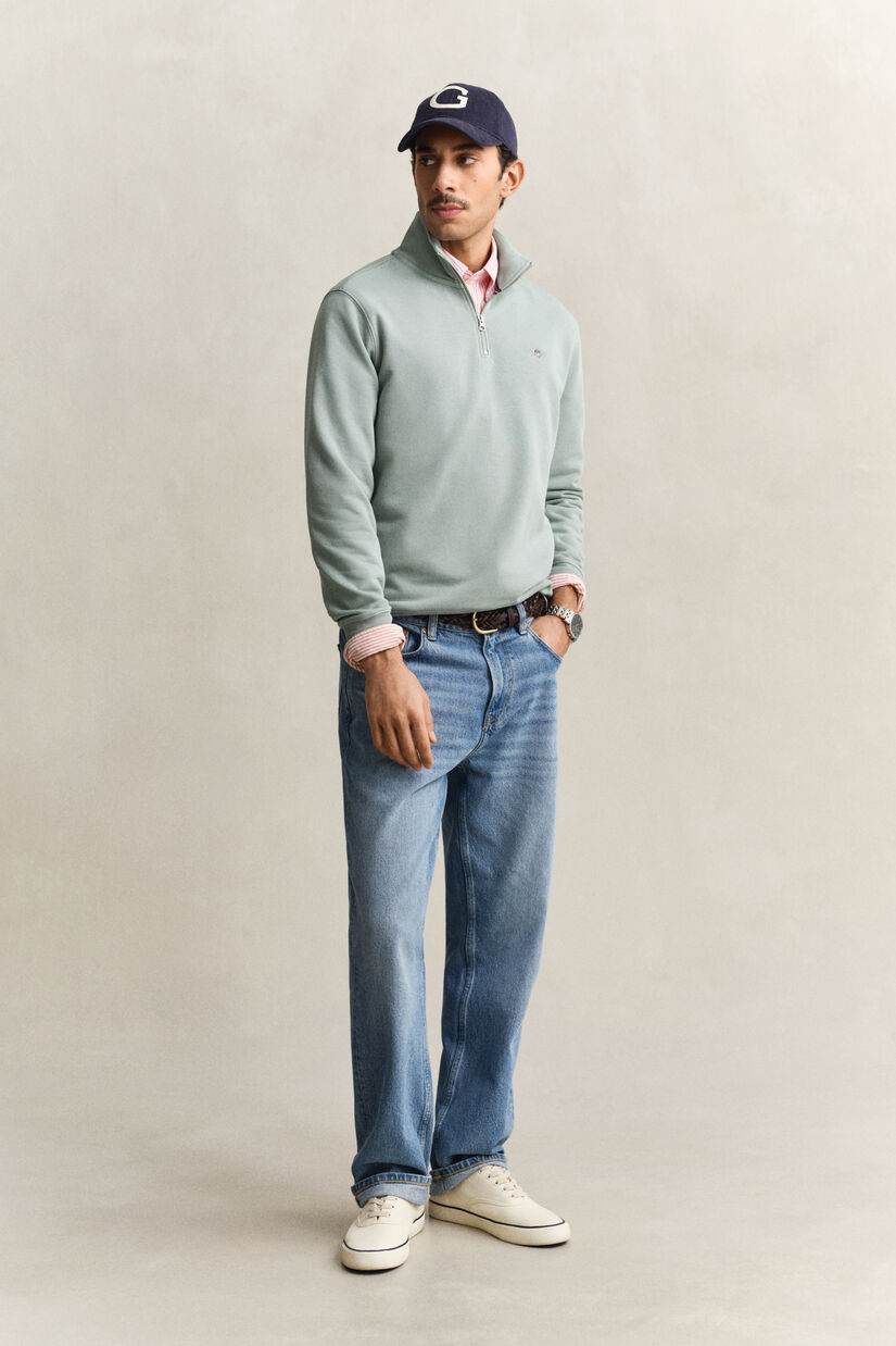 Sweat-shirt &agrave; demi-zip avec &eacute;cusson