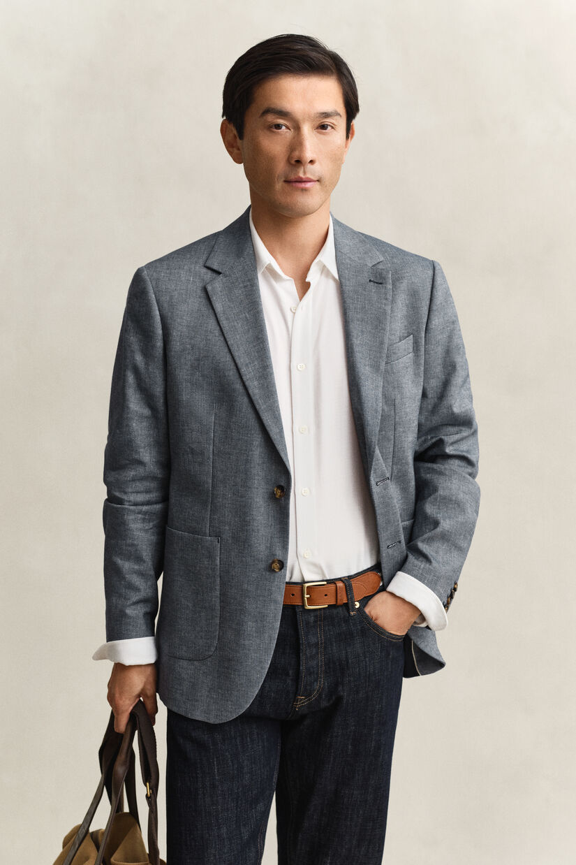 Veste de costume indigo &agrave; chevrons