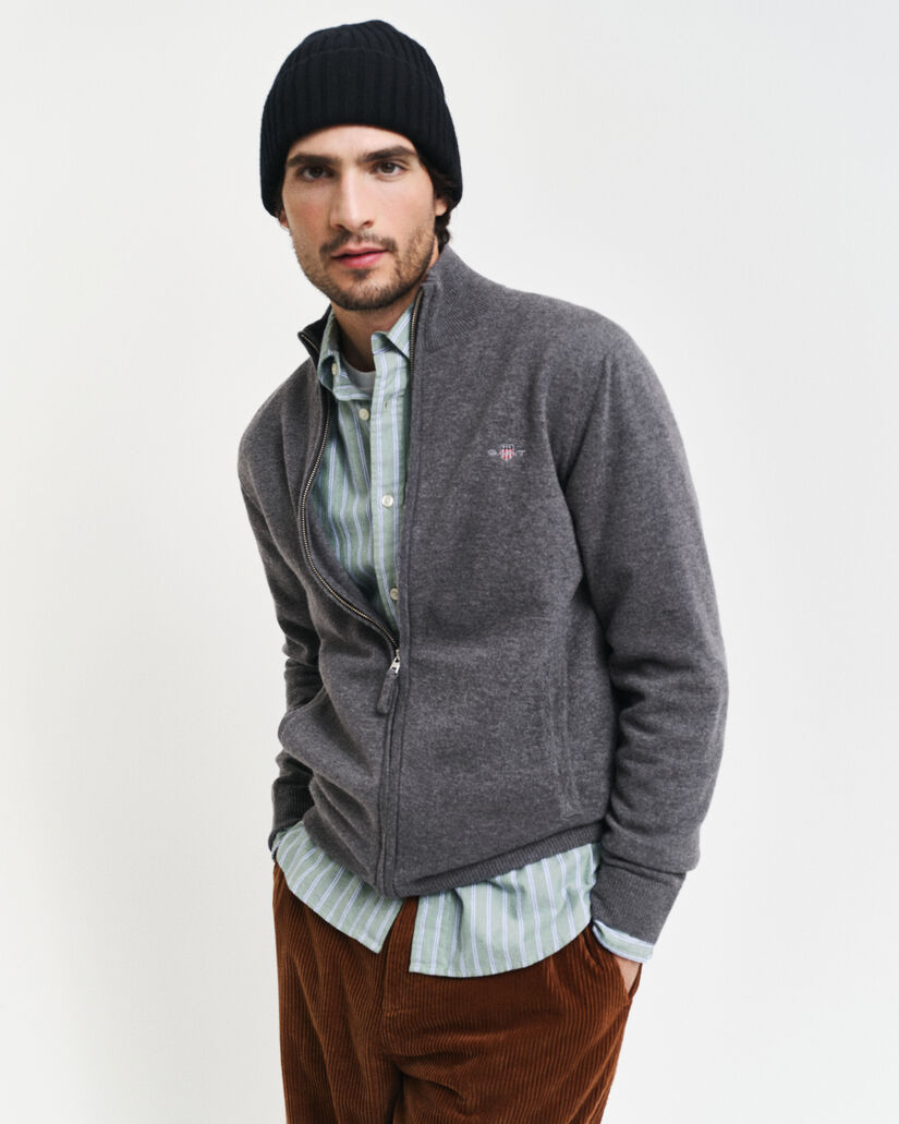 Cardigan zipp&eacute; en laine d'agneau ultra-fine
