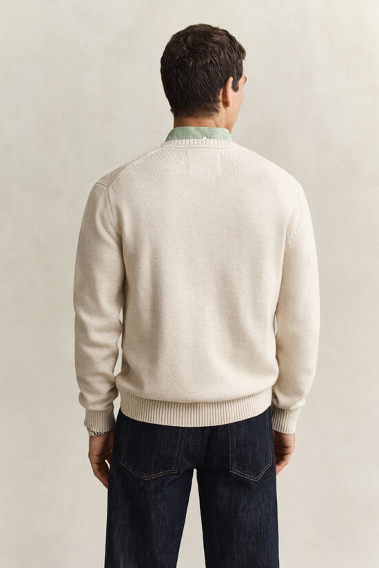 Pull col rond en coton m&eacute;lang&eacute;